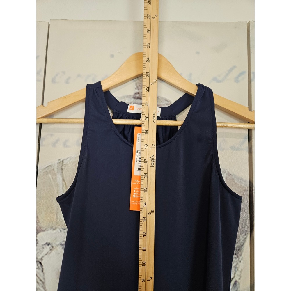 NWT Jude Connally Charlie Tank Top Small Navy Blue High Neck Sleeveless Pleated - Picture 7 of 8
